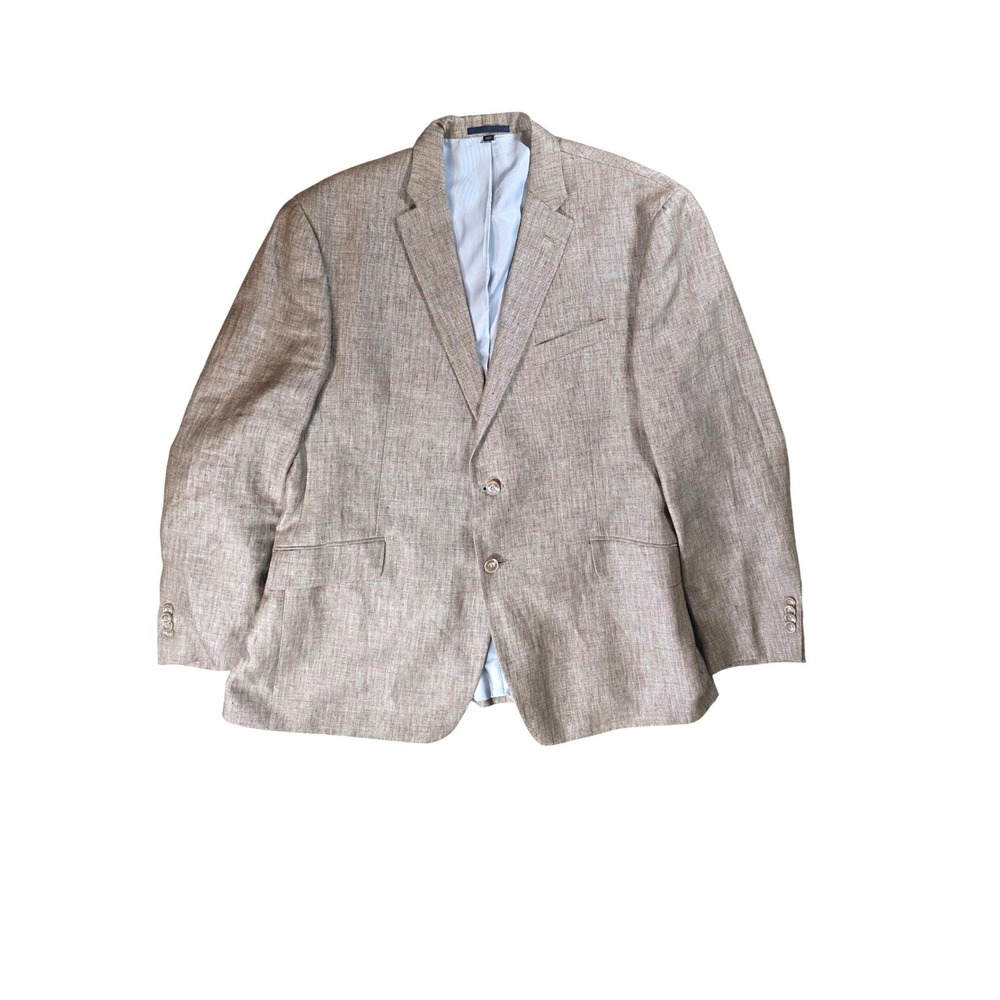 Jos A Bank 1905 Tailored Fit Linen Blazer 44R Tan Herringbone Sport Coat 44 Reg